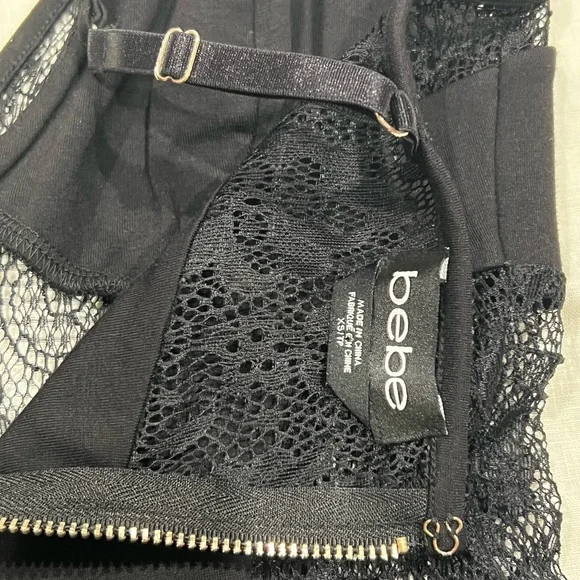 NWOT Bebe Black Lace inset Plum Tank Sz Xs - Picture 5 of 6